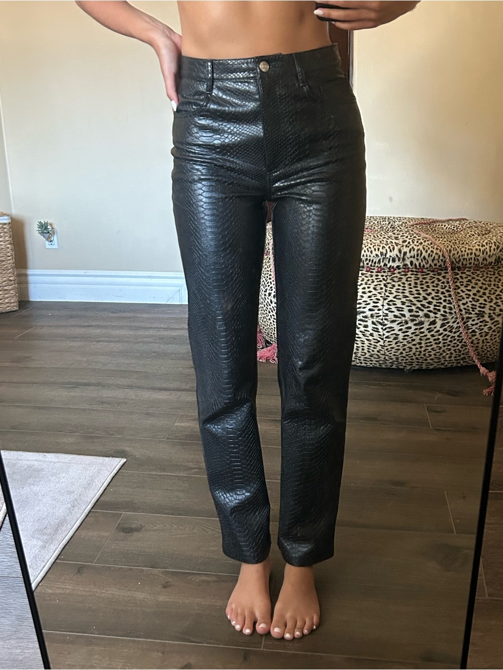 Wilfred Black Faux Croc Straight-Leg Jeans